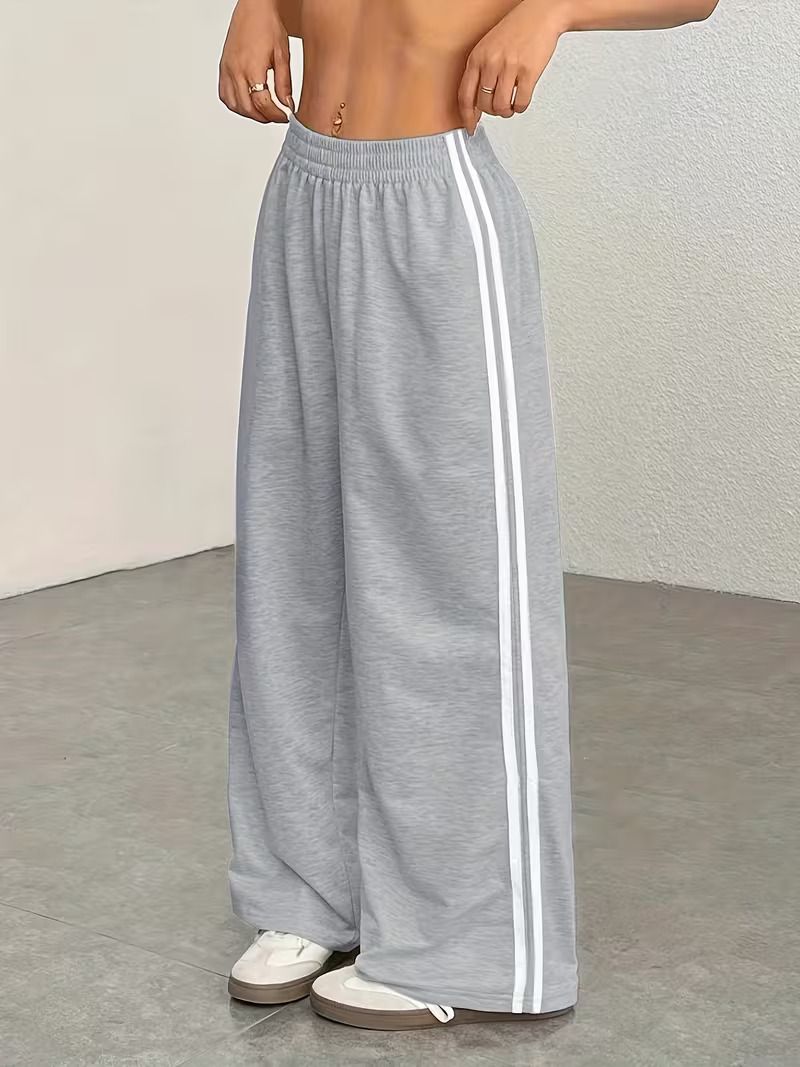 clothina Women Striped Grey Track Pants-picture-34