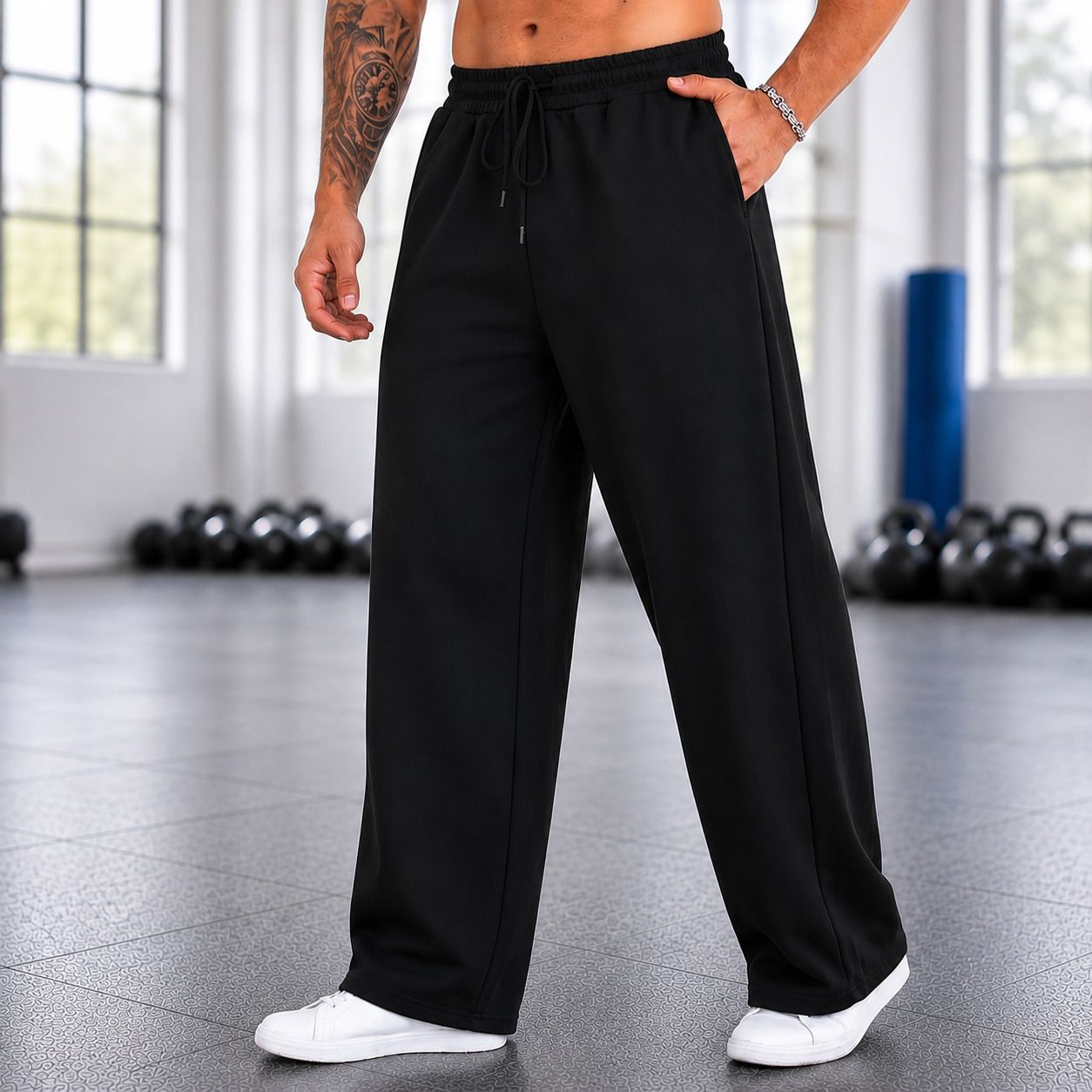 yobdel Pack of 2 Men Solid Black Track Pants-picture-23