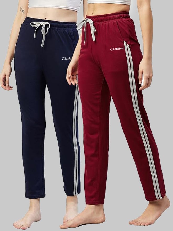 clothina Pack of 2 Women Solid Multicolor Track Pants-picture-22