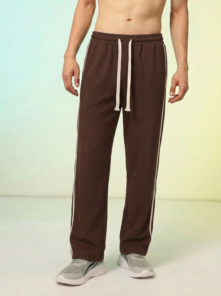 dolsia Men Striped Brown Track Pants-picture-31