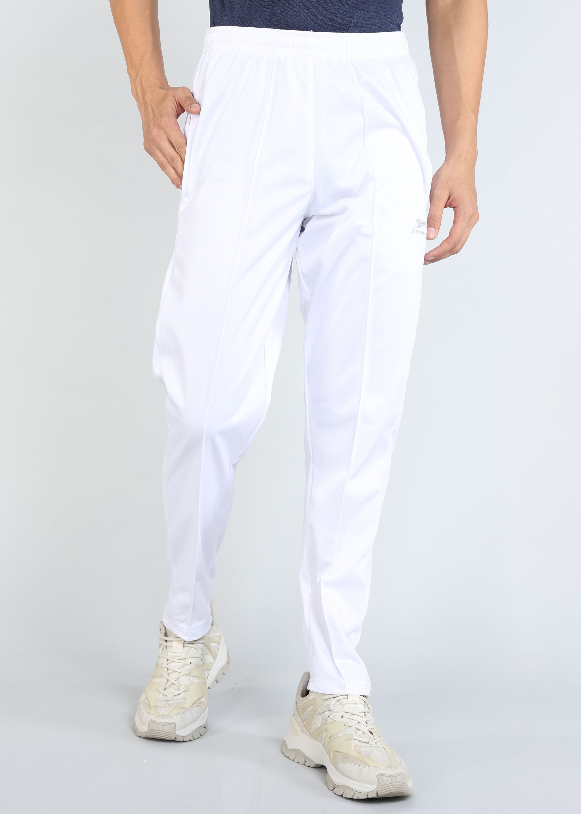 Men Solid White Track Pants-image-37