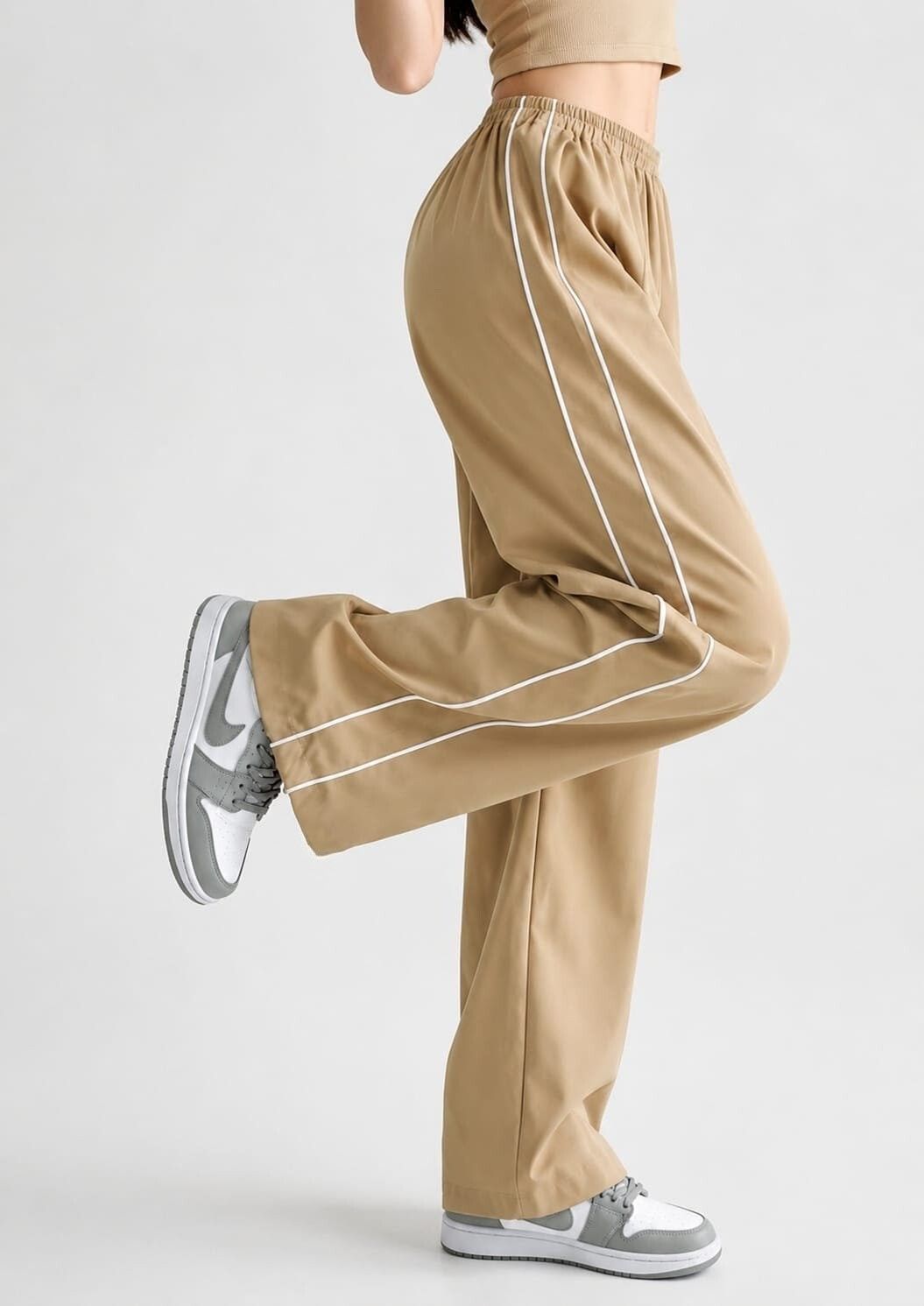 flipon Women Striped Beige Track Pants-picture-17