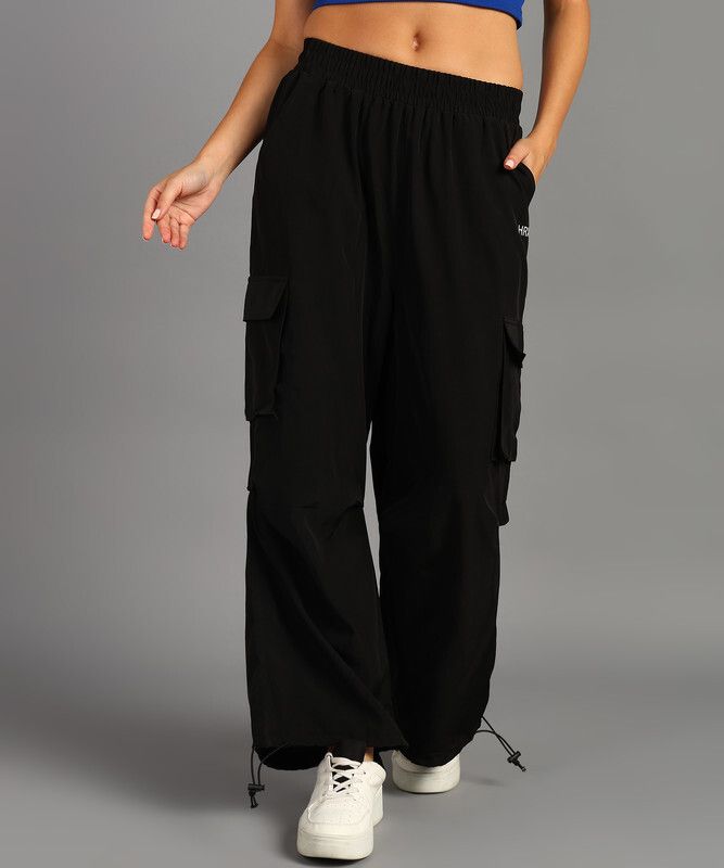 Women Solid Black Track Pants