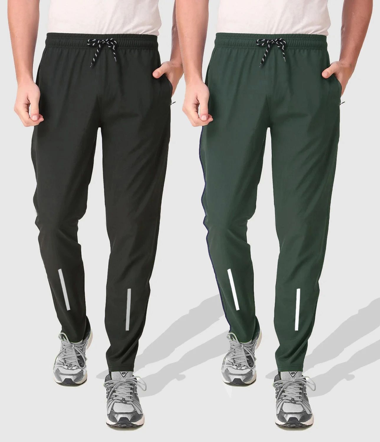 Pack of 2 Men Colorblock Black, Olive Track Pants-image-21