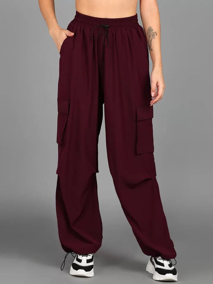 triraj Women Solid Maroon Track Pants-picture-20