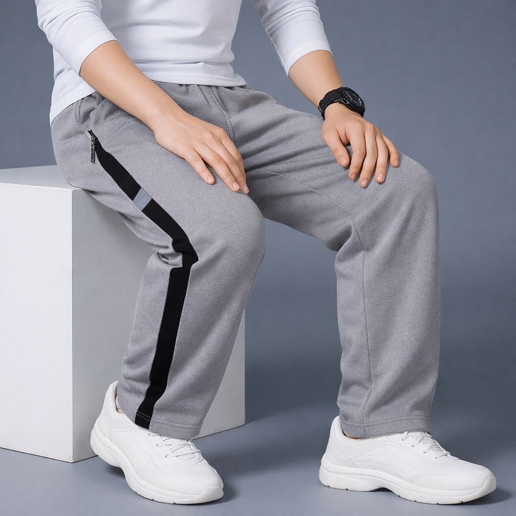 fly wind Men Colorblock Grey Track Pants-picture-15