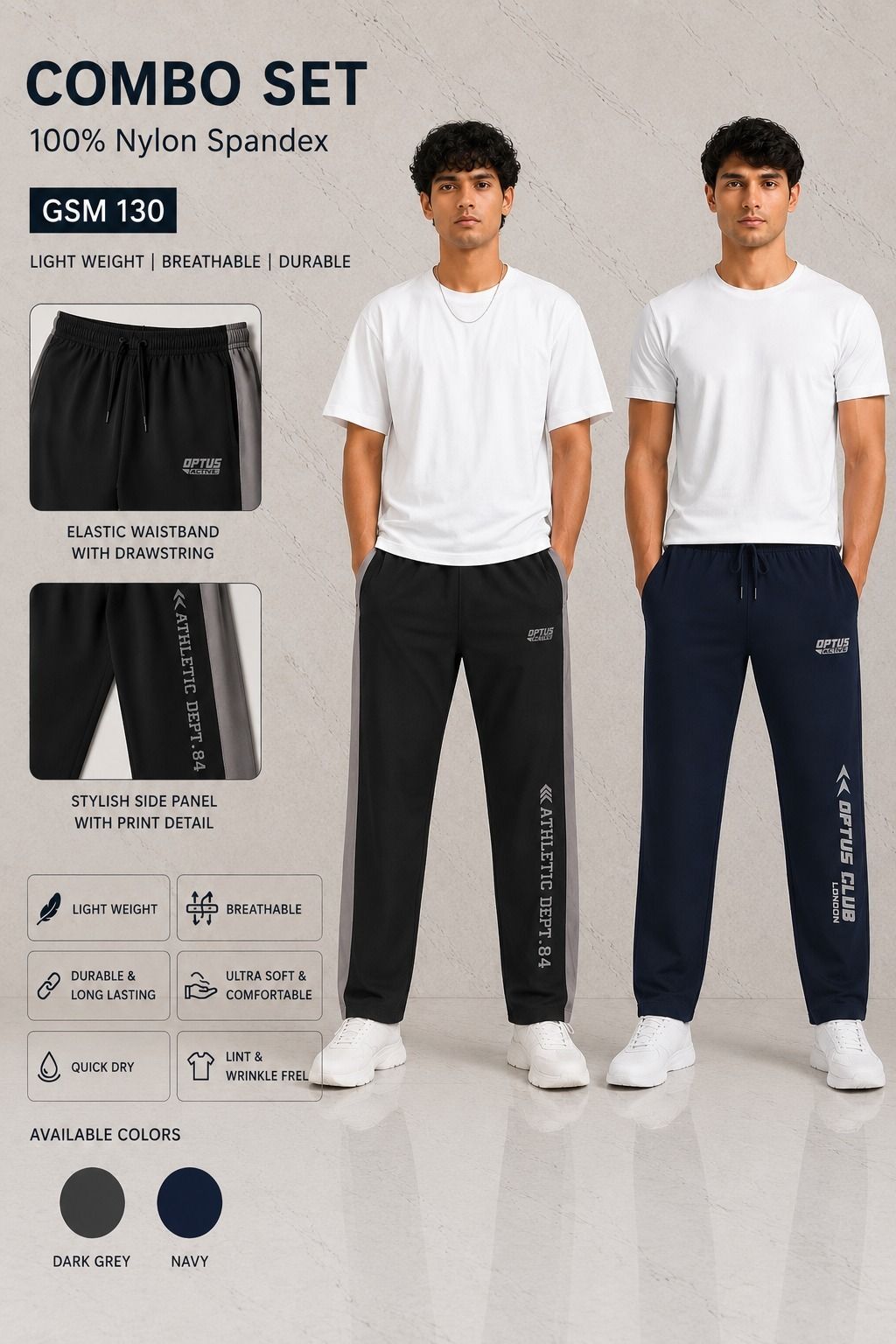 optus store Pack of 2 Men Colorblock, Graphic Print Grey Track Pants-picture-0