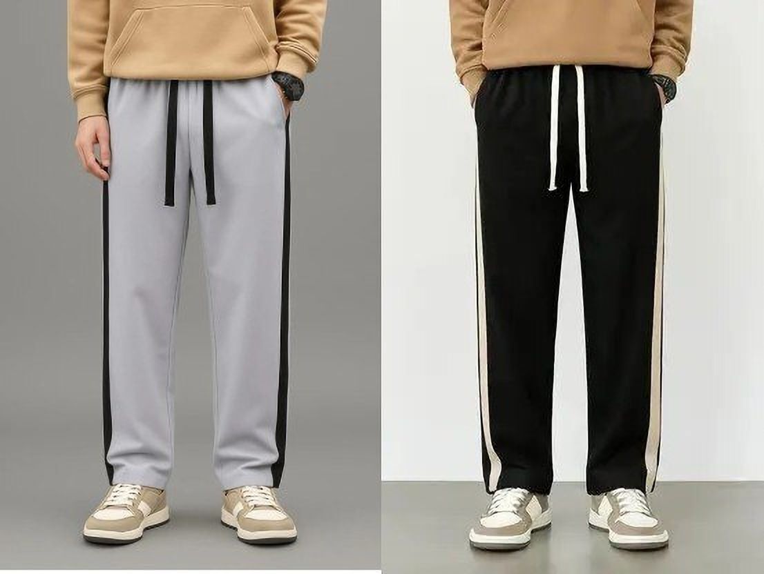 sde Pack of 2 Men Striped Multicolor Track Pants-picture-27