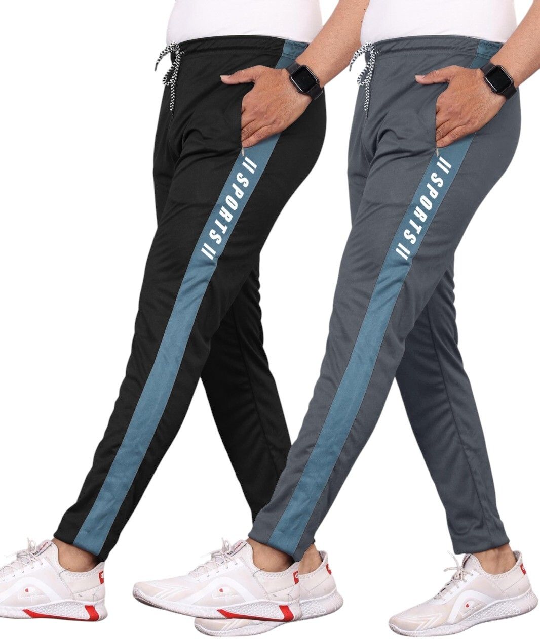 gajvu Pack of 2 Men Striped Multicolor Track Pants-picture-46