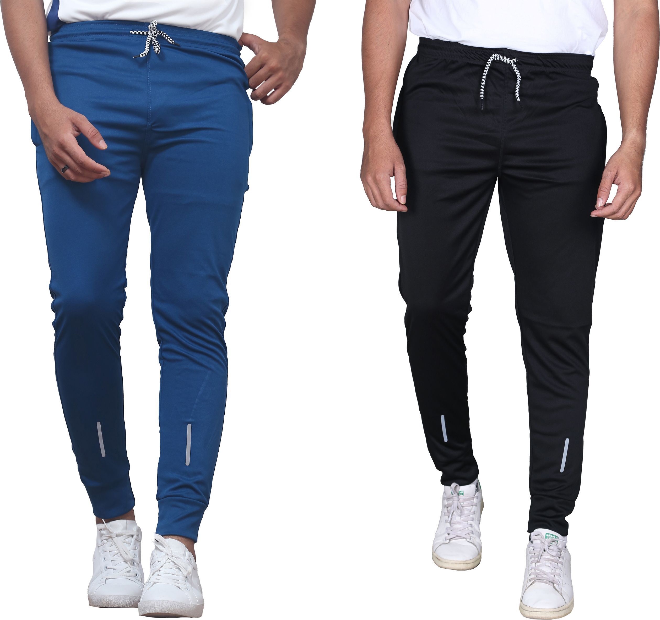 covetvolo trends Men Striped Light Blue, Black Track Pants-picture-28
