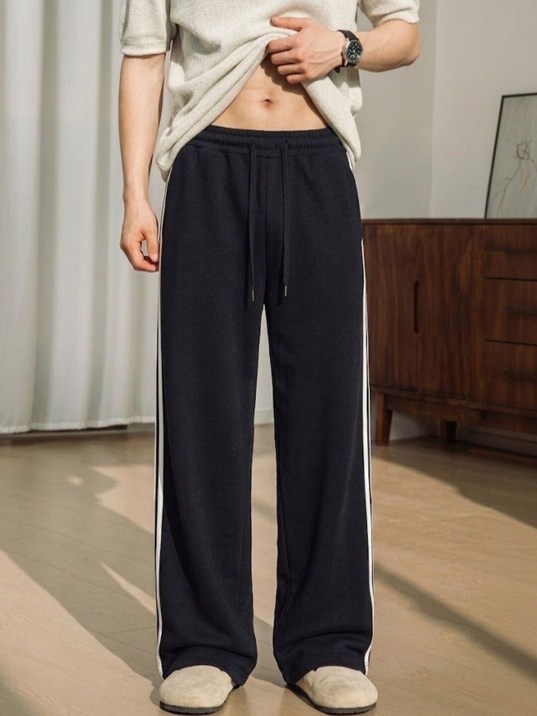 hurainta fashion Men Striped Black Track Pants-picture-10
