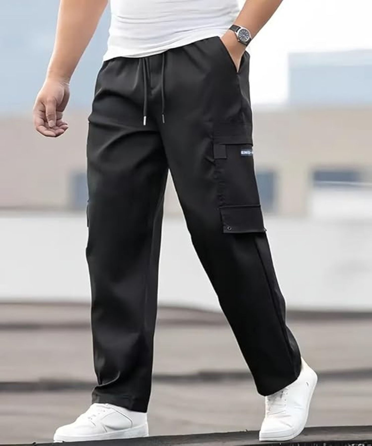 magani fashion Men Solid Black Track Pants-picture-13