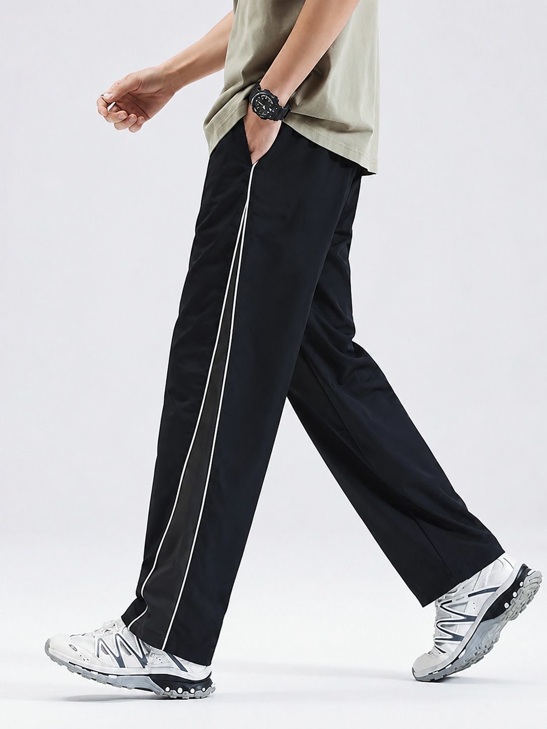 amarcom Men Striped Black Track Pants-picture-31