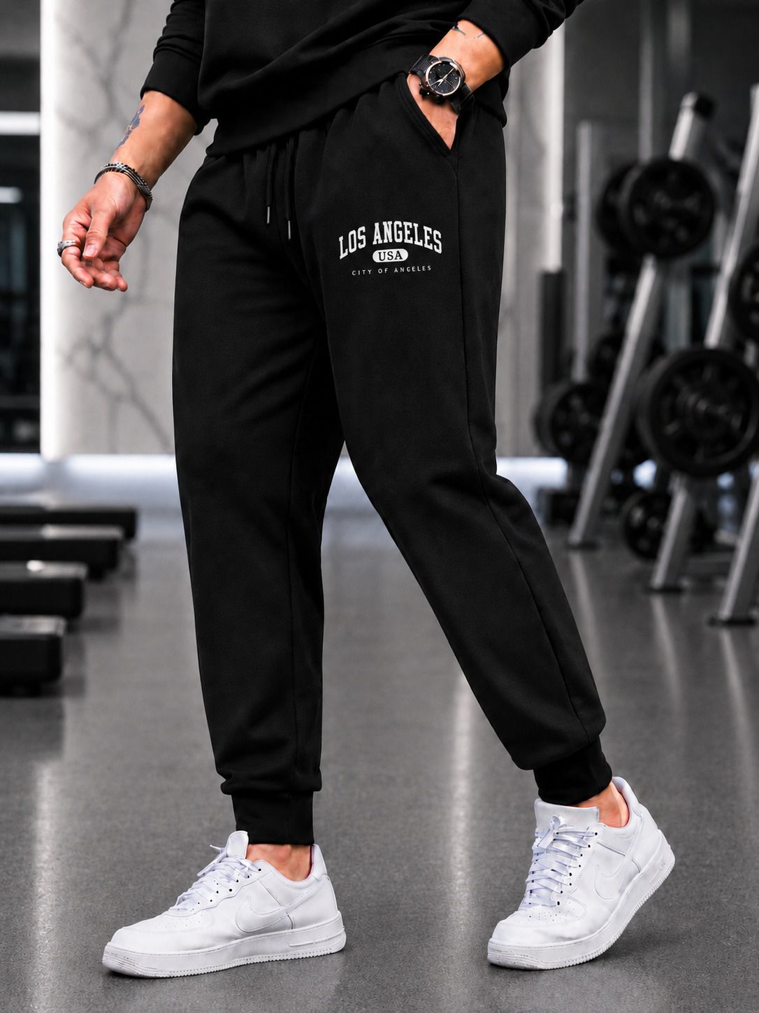 yobdel Men Printed Black Track Pants-picture-22