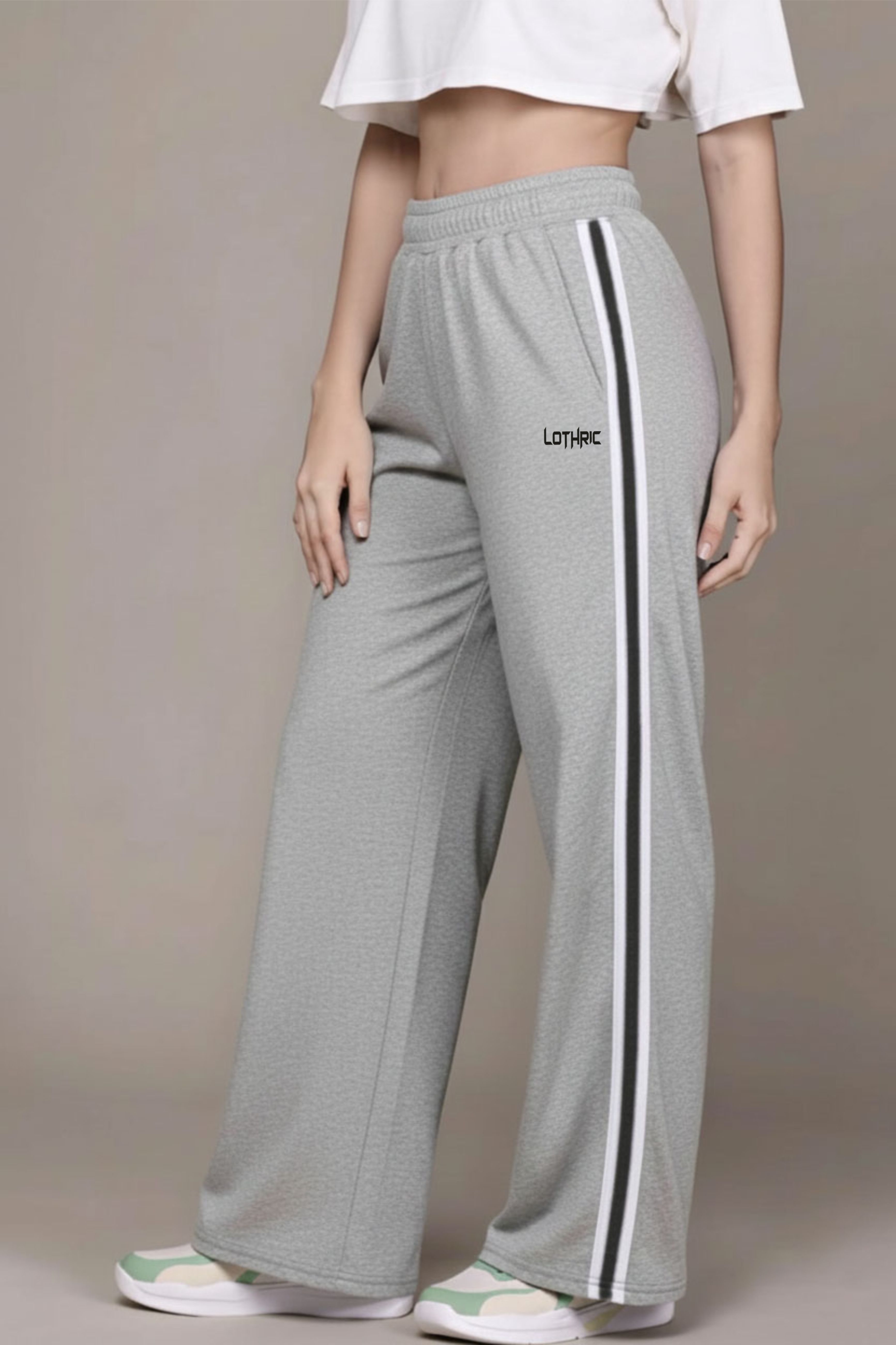 lothric Women Striped Grey Track Pants-picture-16