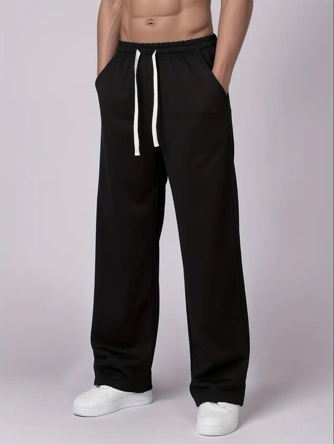 Men Solid Black Track Pants