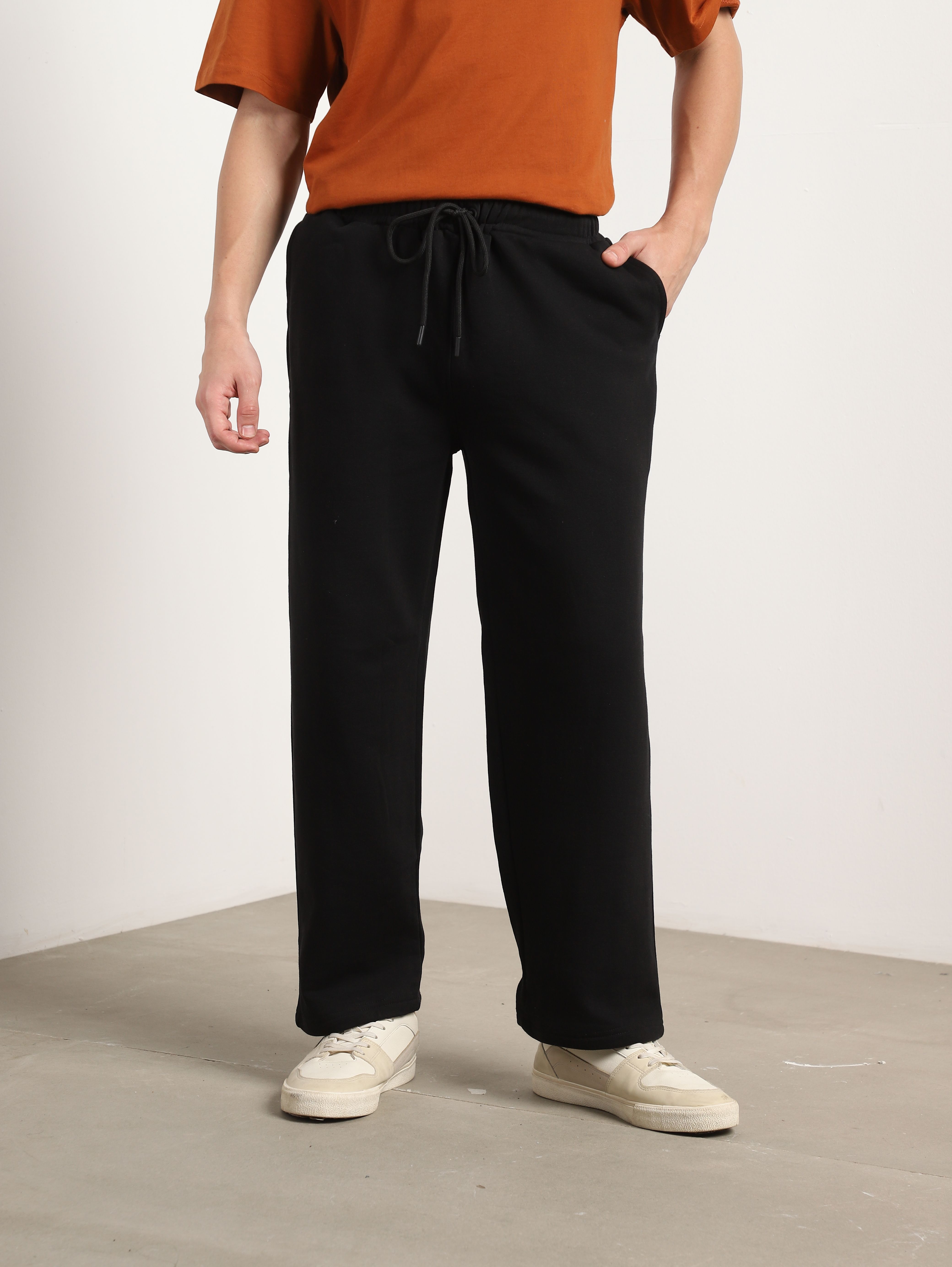 nobero Men Solid Black Track Pants-picture-27