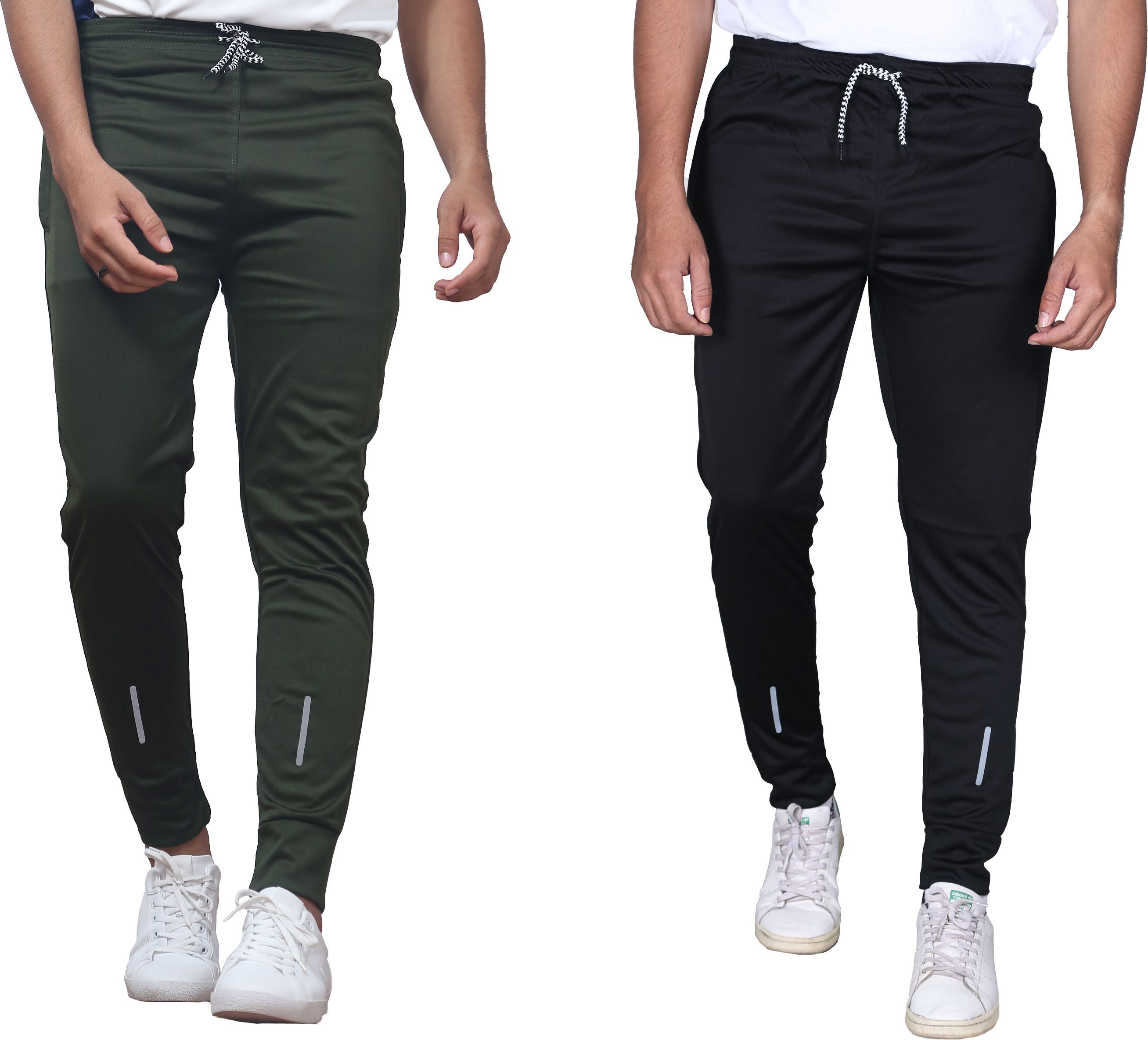 covetvolo trends Men Striped Green, Black Track Pants-picture-41