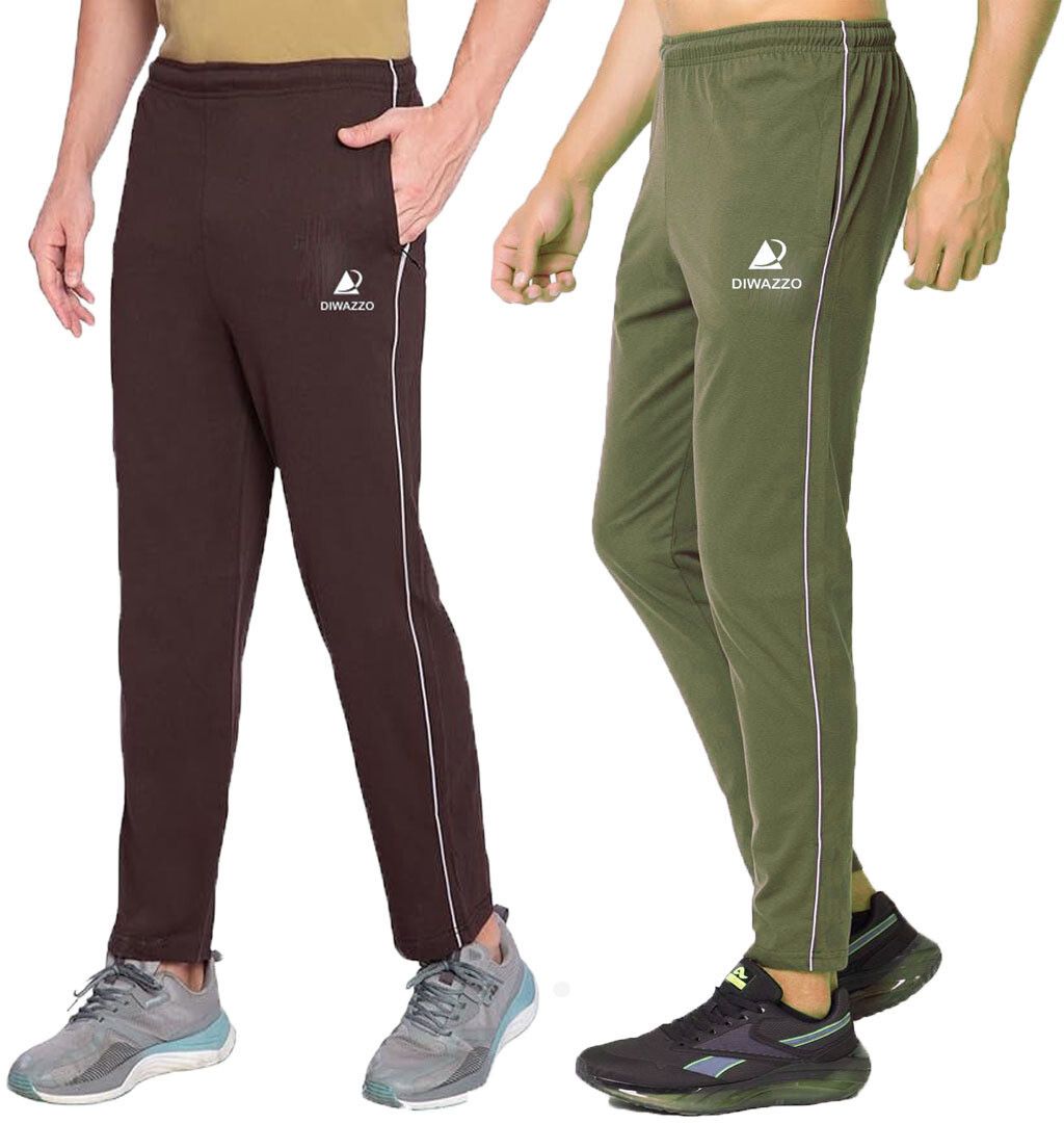 diwazzo Pack of 2 Men Printed Brown, Light Green Track Pants-picture-13
