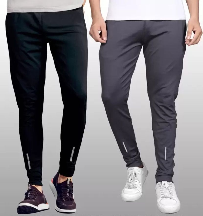 the fine fitters Pack of 2 Men Solid Black, Grey Track Pants-picture-18