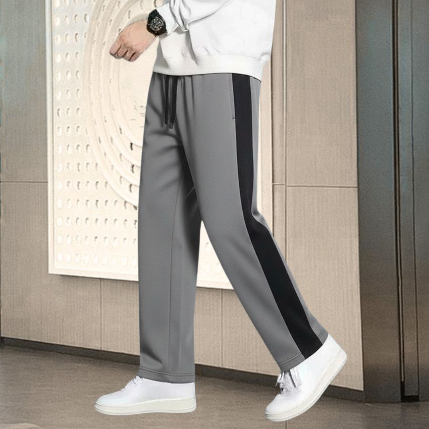 yanexa Men Striped Grey Track Pants-picture-31