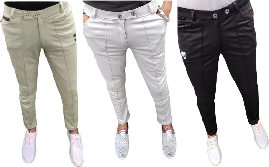 Pack of 3 Men Solid Multicolor Track Pants-image-4