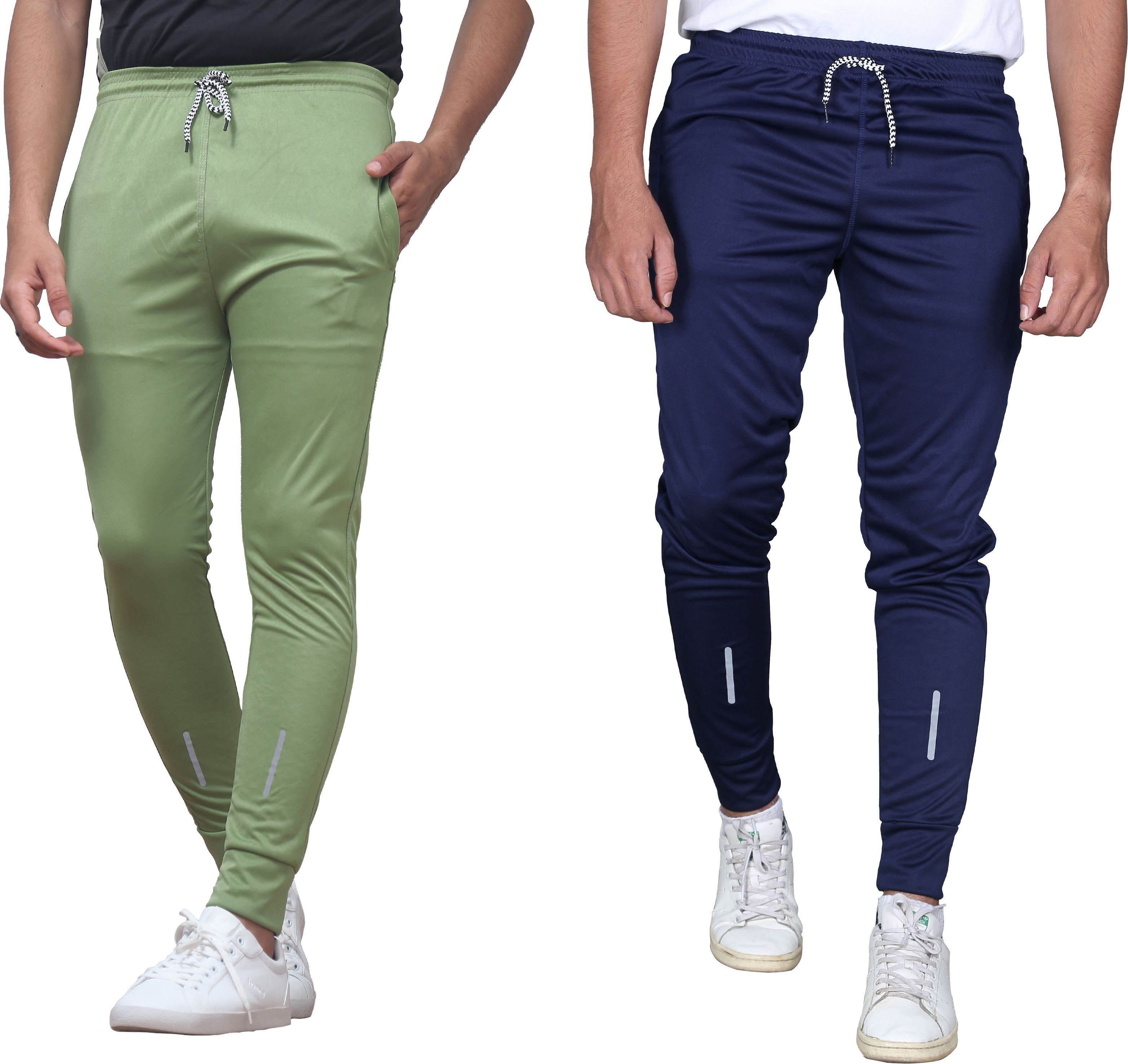 covetvolo trends Men Striped Green, Blue Track Pants-picture-16