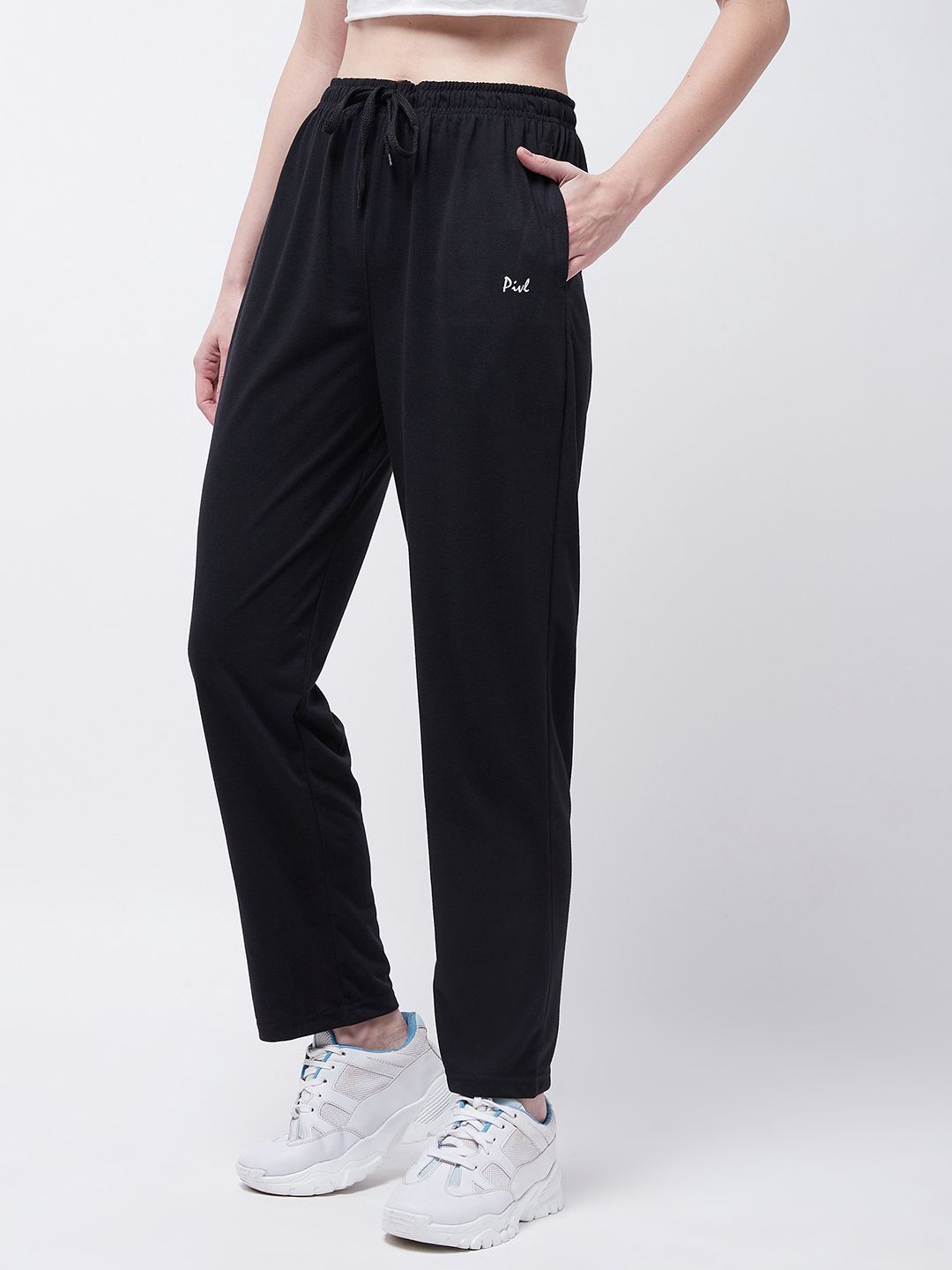 pivl Women Solid Black Track Pants-picture-17
