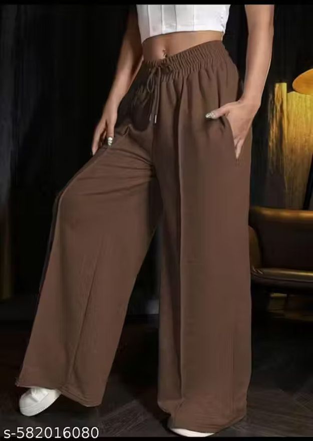kavya retail Women Slim Fit Brown Cotton Blend Trousers-picture-11
