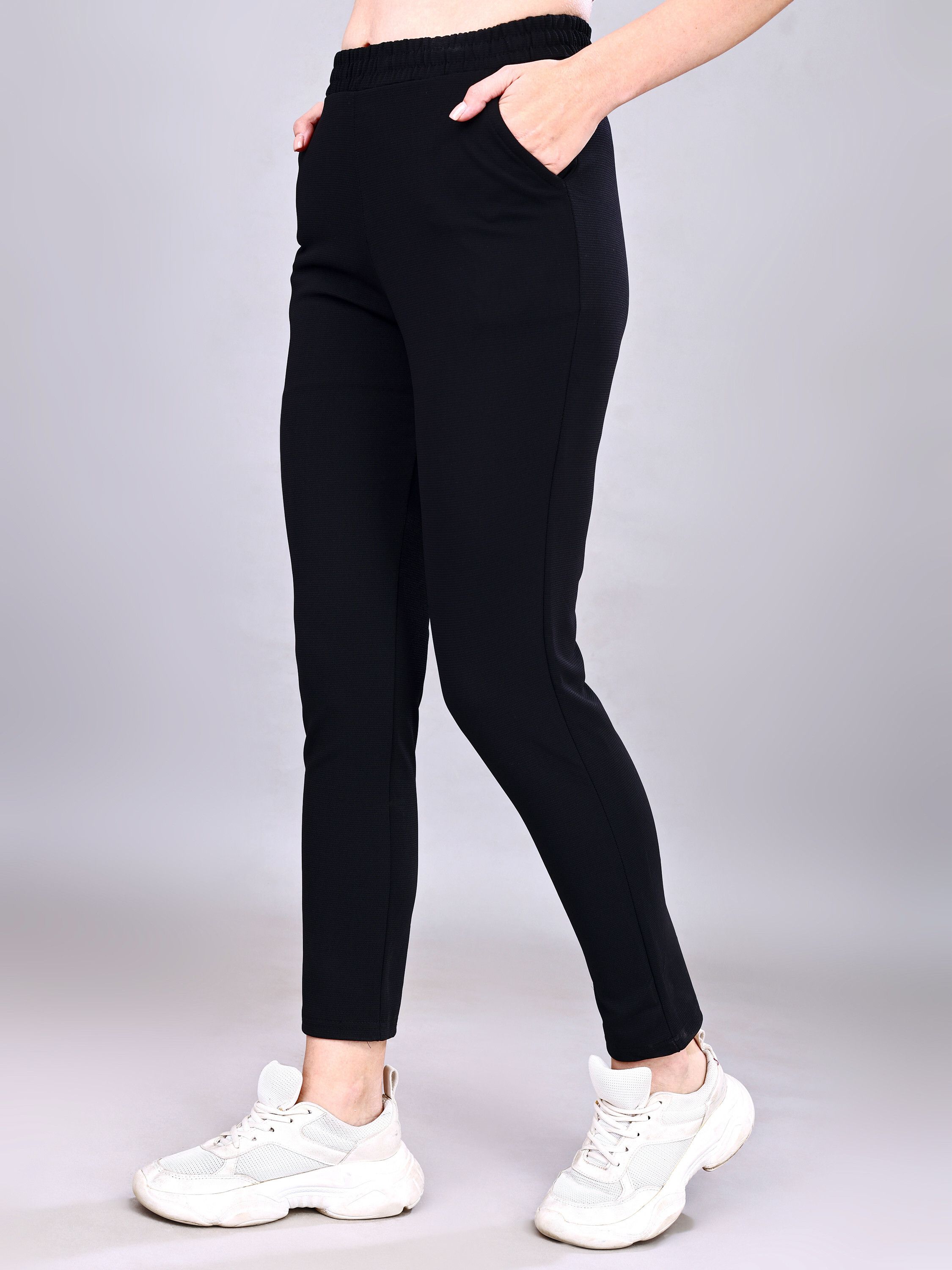 leewan Women Self Design Black Track Pants-picture-9
