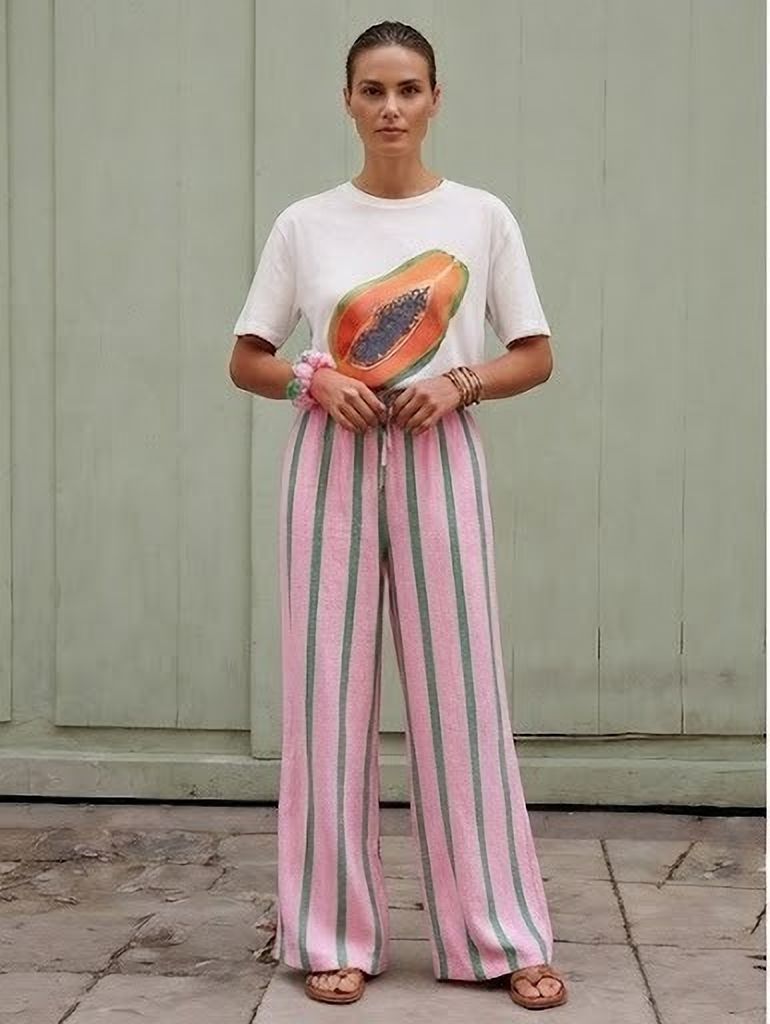 homoda Women Striped Pink Track Pants-picture-12