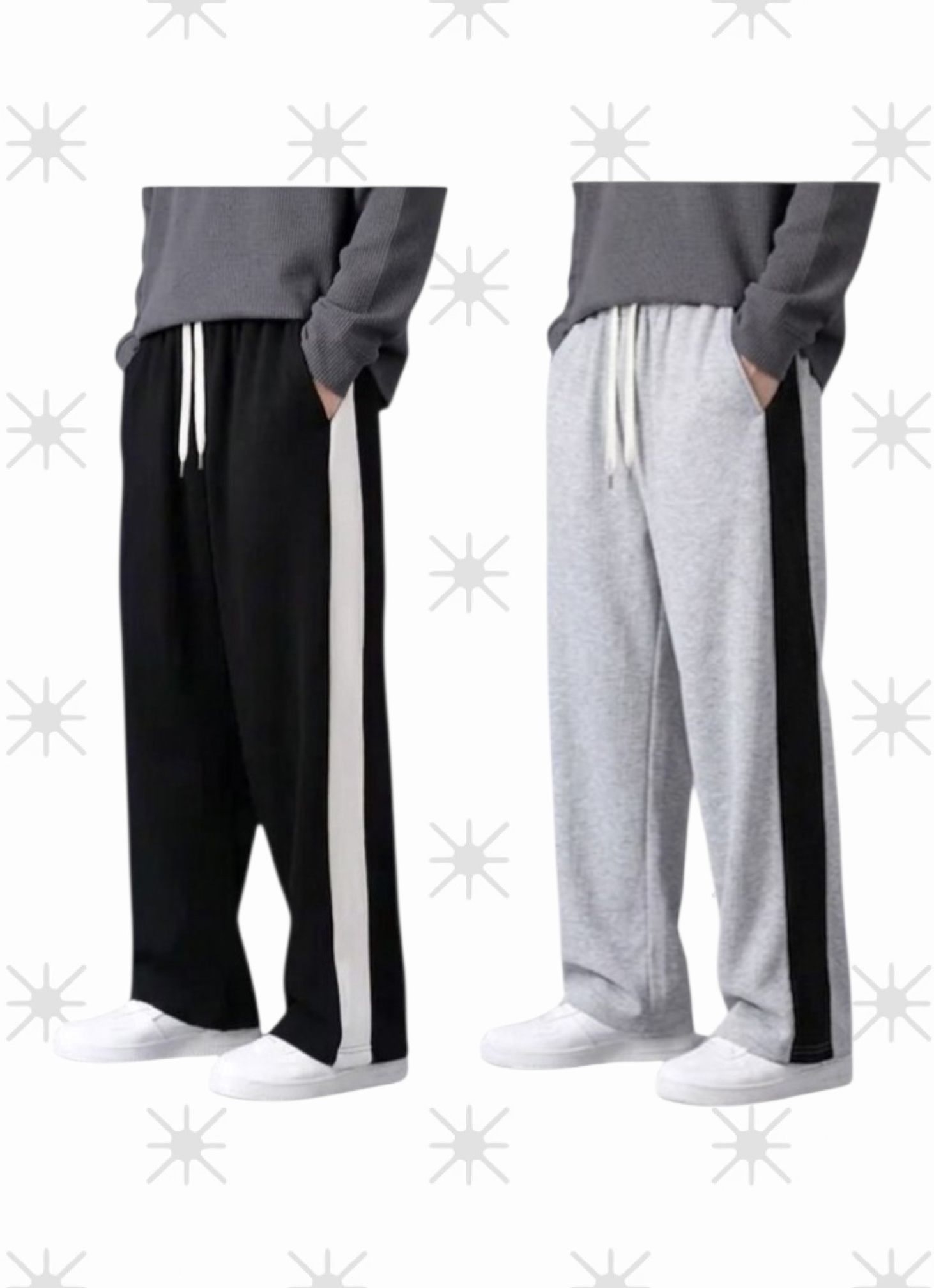 tribirds Pack of 2 Men Striped Black, Grey Track Pants-picture-45