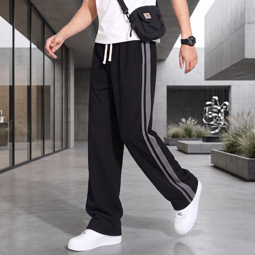 vivek Men Striped Black Track Pants-picture-11