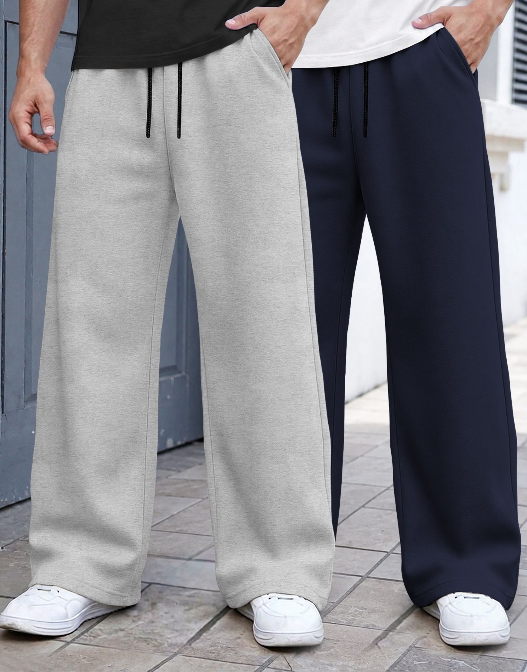tripr Pack of 2 Men Solid Grey, Dark Blue Track Pants-picture-34
