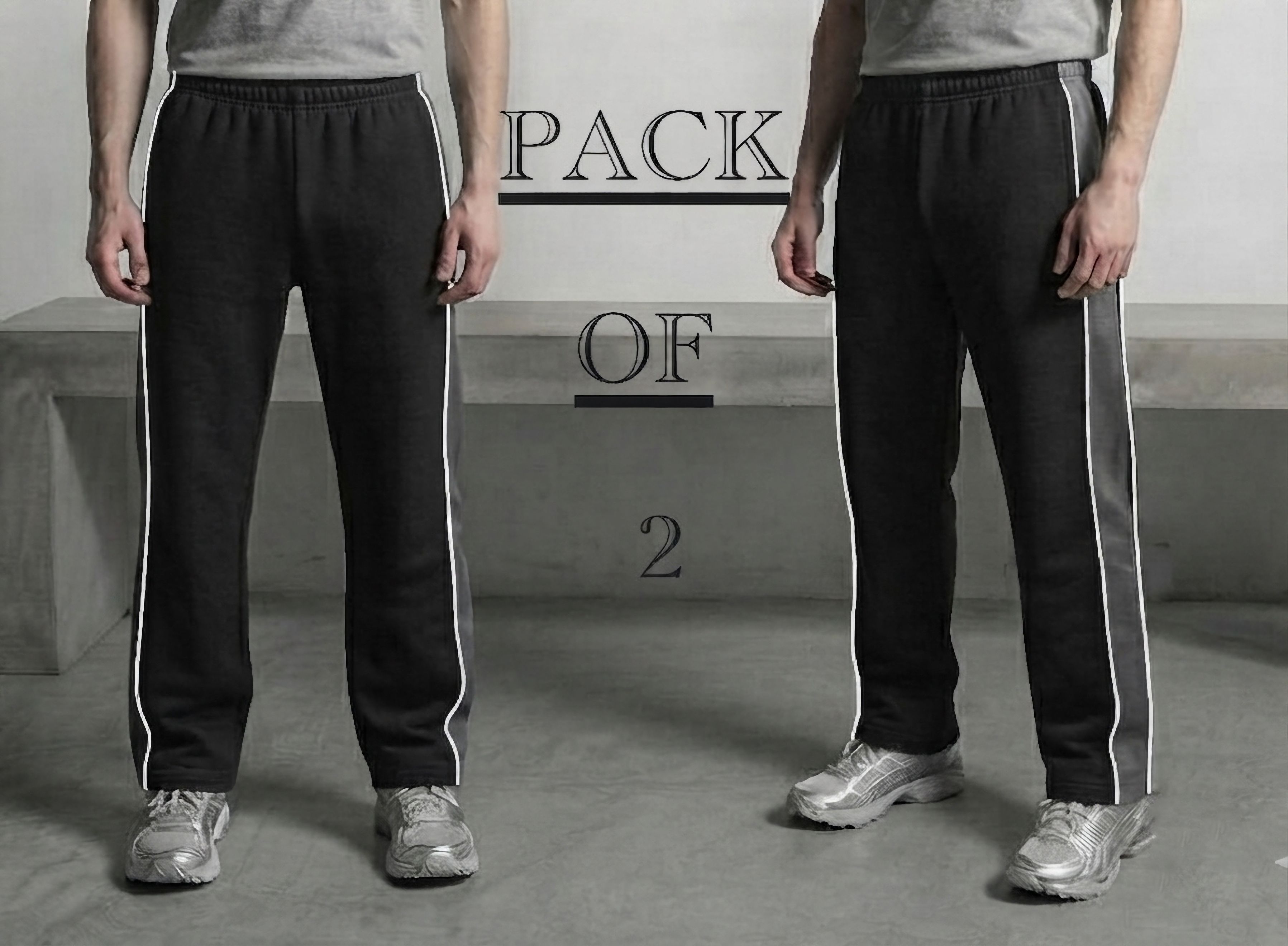 Pack of 2 Men Striped, Colorblock Black Track Pants-image-28