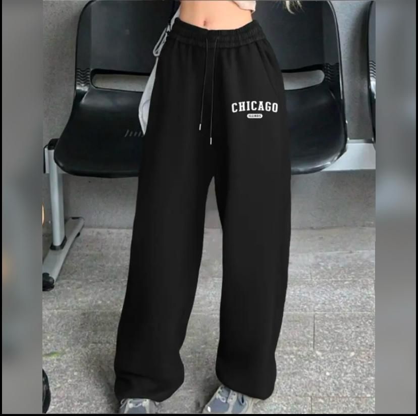 Women Printed Black Track Pants
