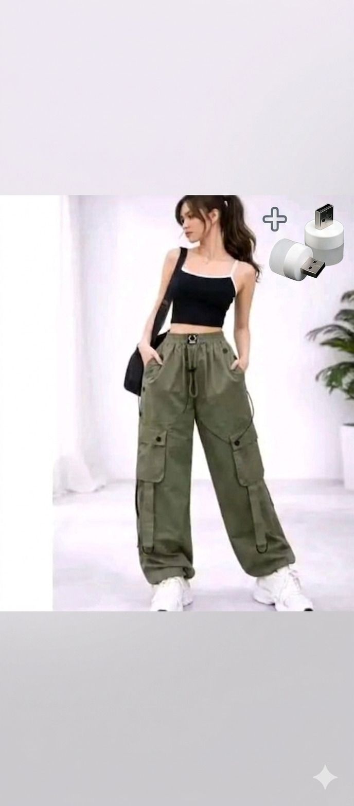 Women Solid Olive Track Pants-image-11