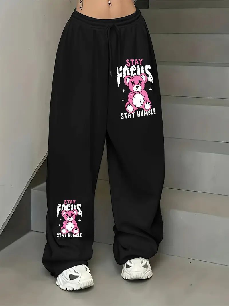 Women Printed Black Track Pants