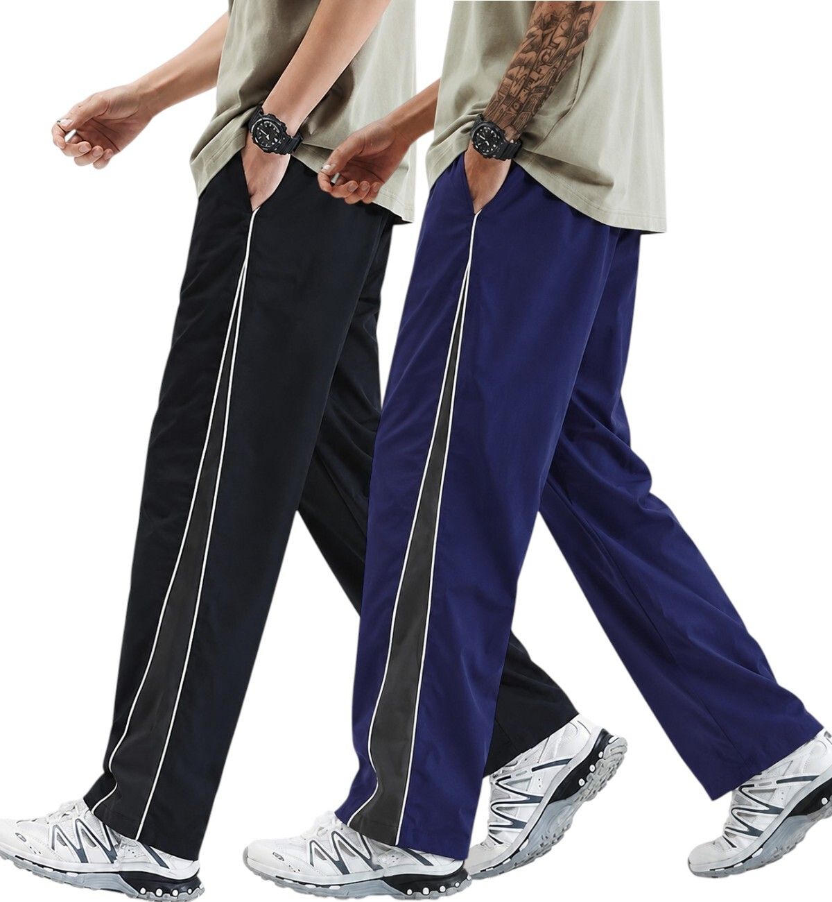 amarcom Pack of 2 Men Striped Black, Blue Track Pants-picture-26