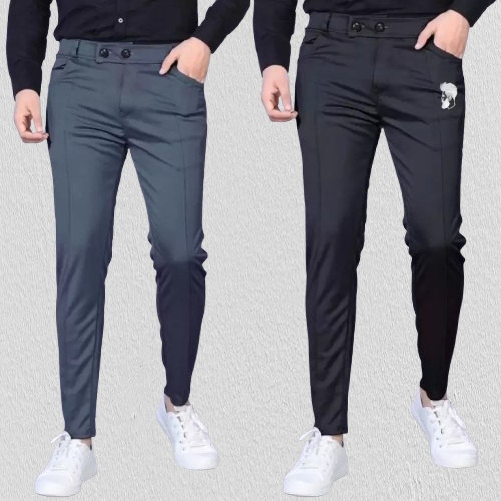 sumitgarment Pack of 2 Men Solid Black, Grey Track Pants-picture-20