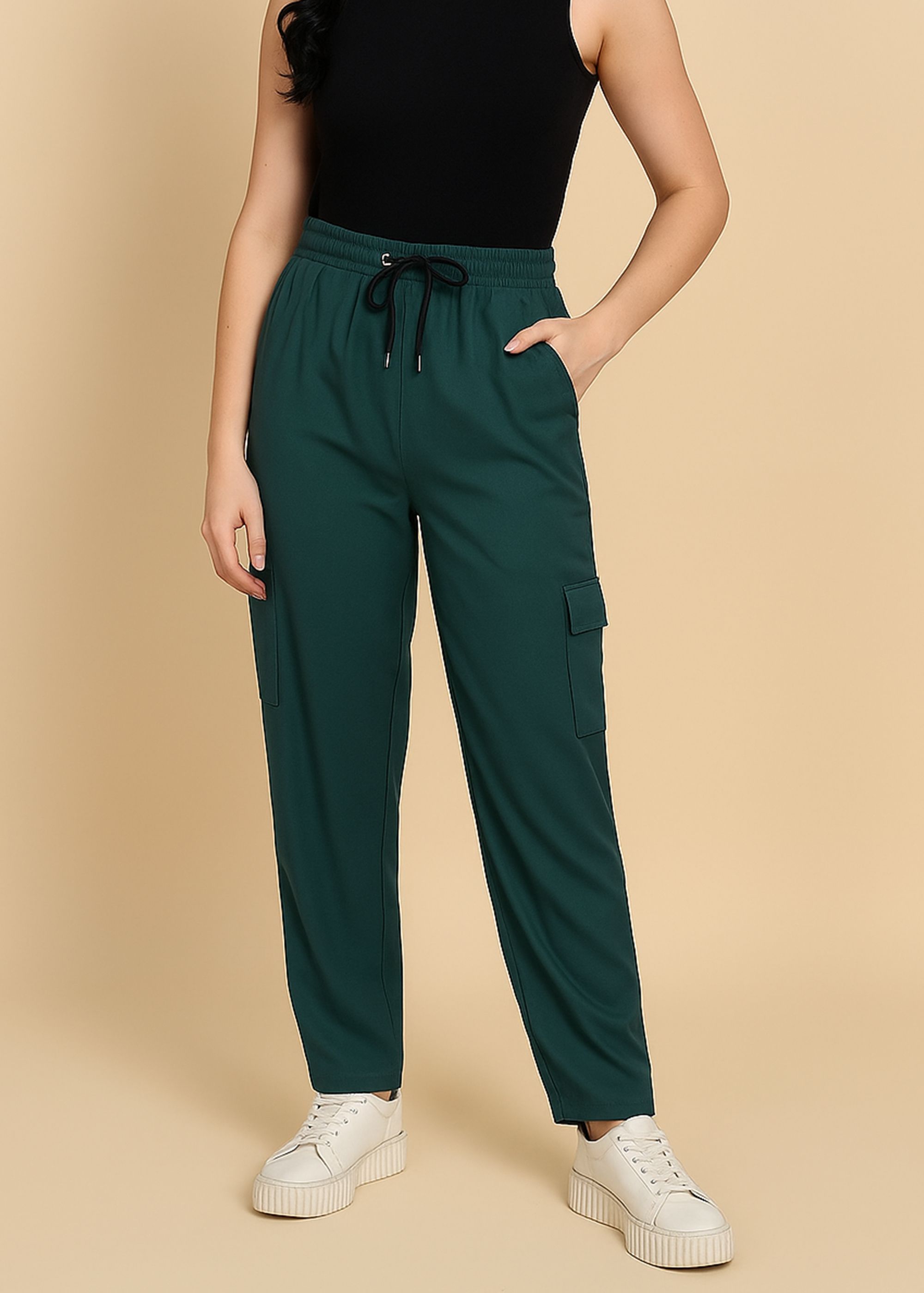 nexstep Women Solid Dark Green Track Pants-picture-15
