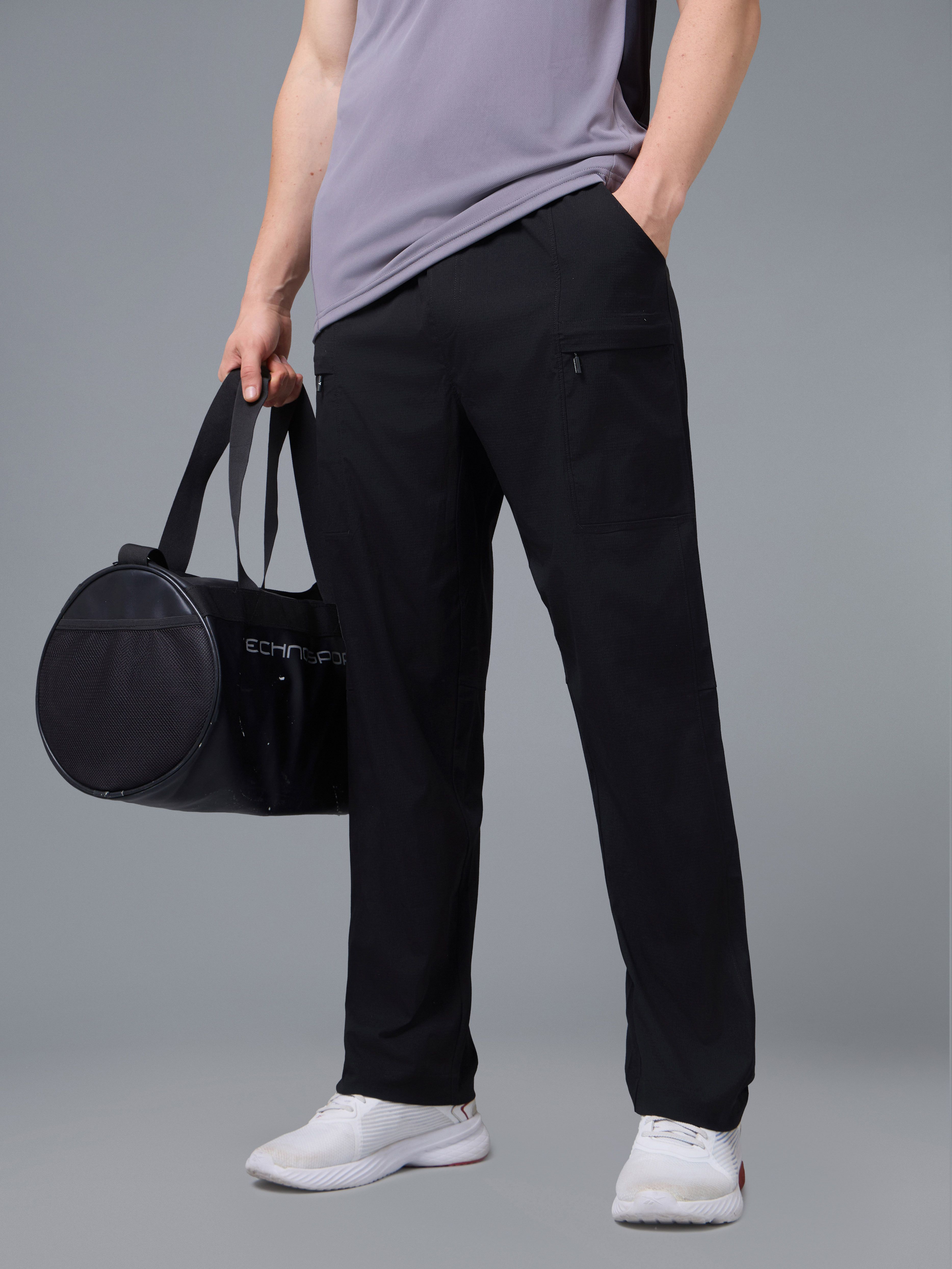 Men Solid Black Track Pants-image-13