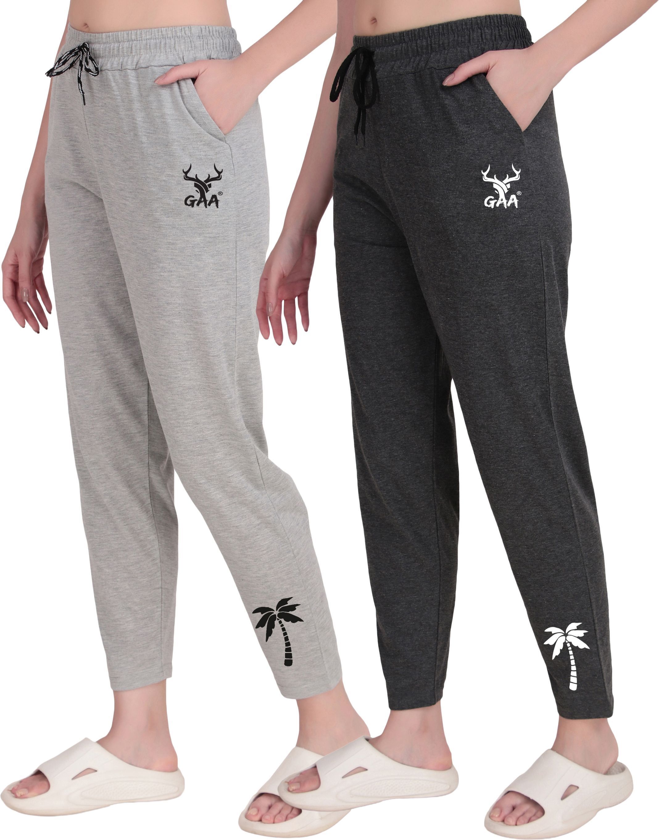gaa Pack of 2 Women Solid Grey, Grey Track Pants-picture-38