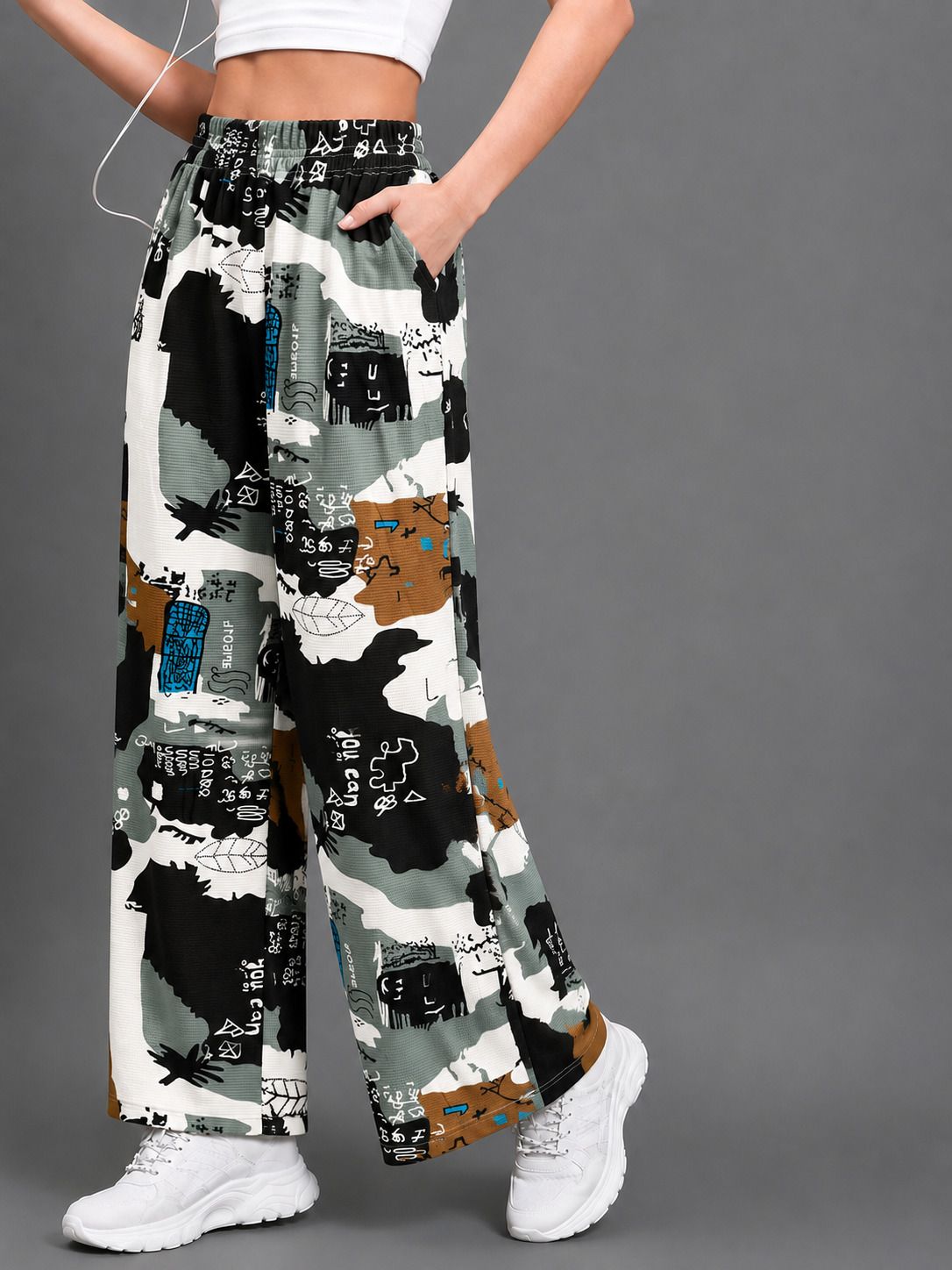 Women Printed Brown Track Pants-image-32