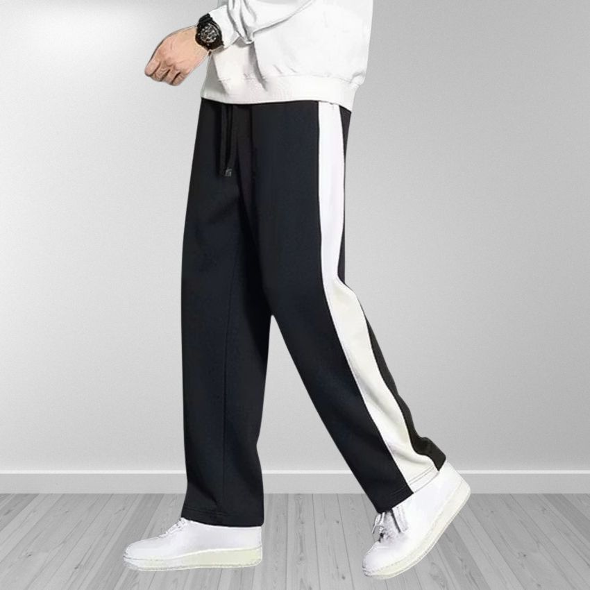 yanexa Men Striped Black Track Pants-picture-24