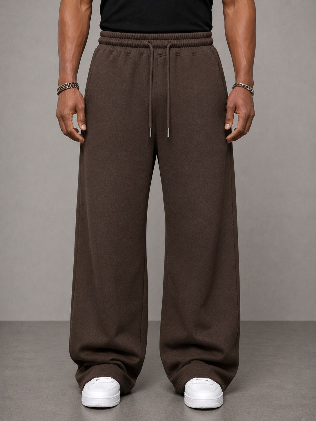 featous Men Solid Brown Track Pants-picture-20