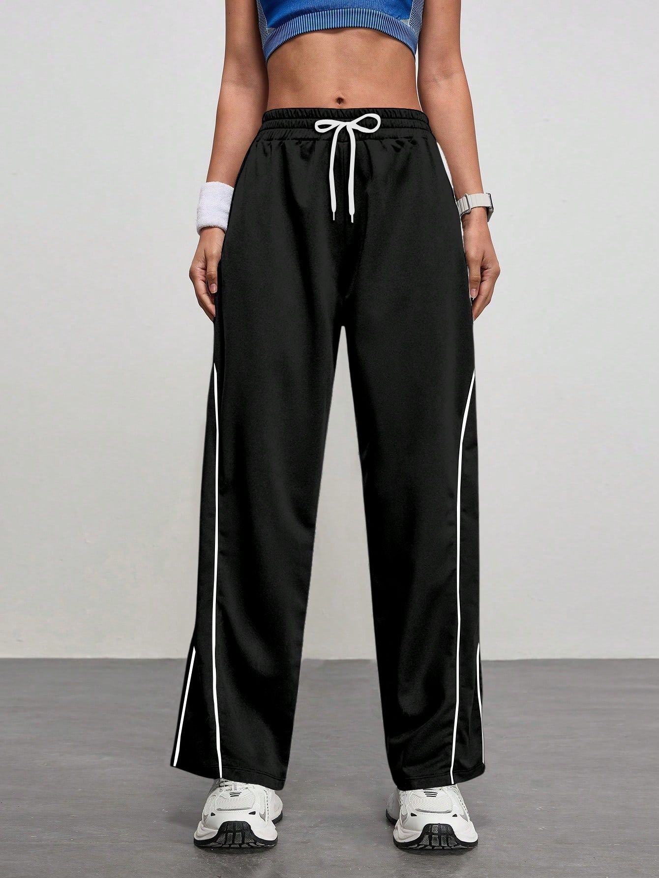 r2s2 Women Solid, Striped Black Track Pants-picture-29