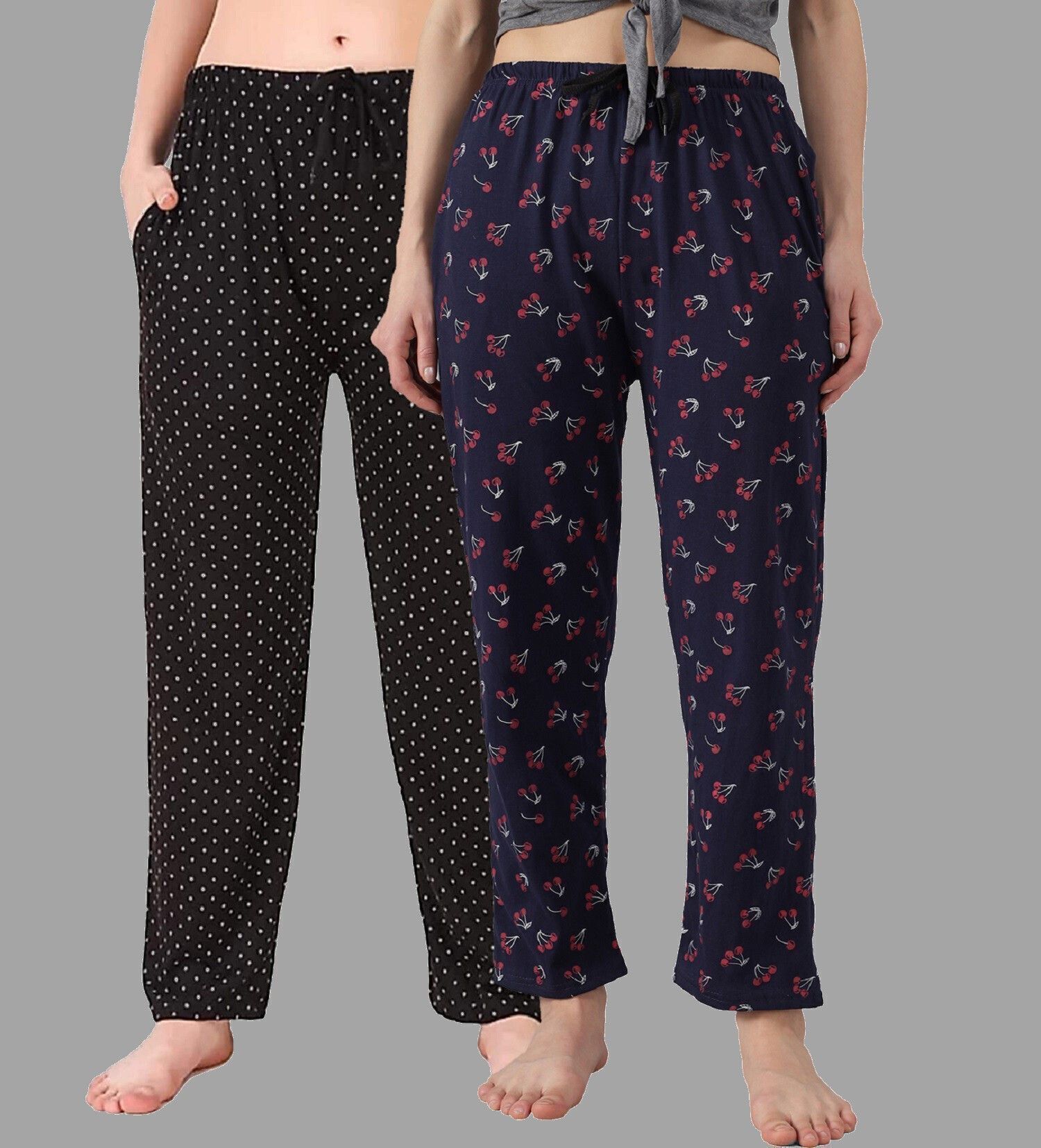 fashionshivi Pack of 2 Women Printed Black, Dark Blue Track Pants-picture-22