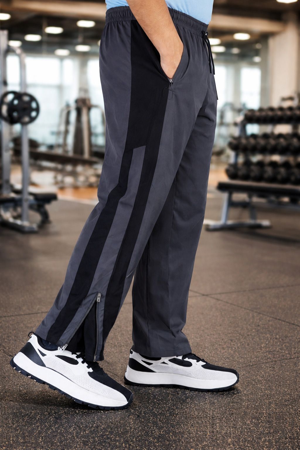 m and l fashion Men Striped, Colorblock Grey, Black Track Pants-picture-43