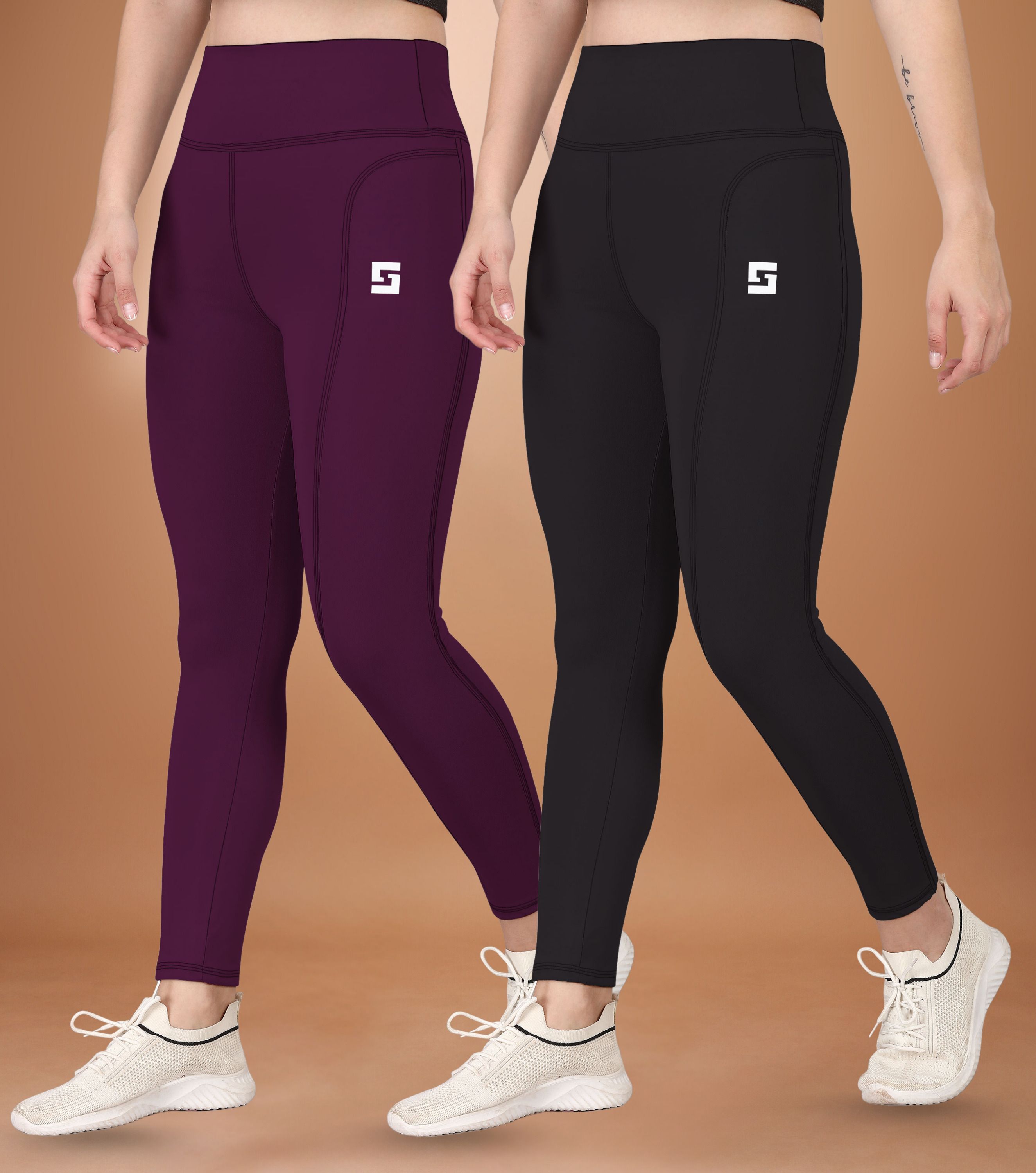 poojaran Pack of 2 Women Solid Purple Track Pants-picture-31